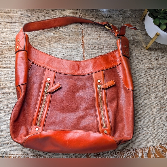 Cole Haan • Orange & Rust Red Large Leather Tote
